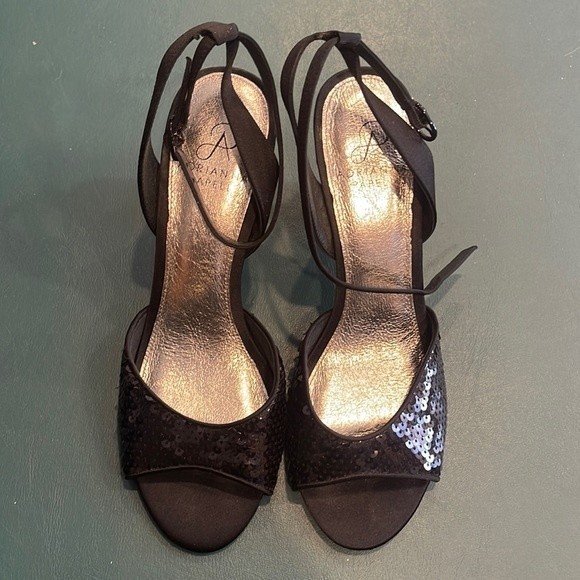 Adrianna Papell sequin Satin Formal Evening Heels Size 8m - Picture 1 of 5